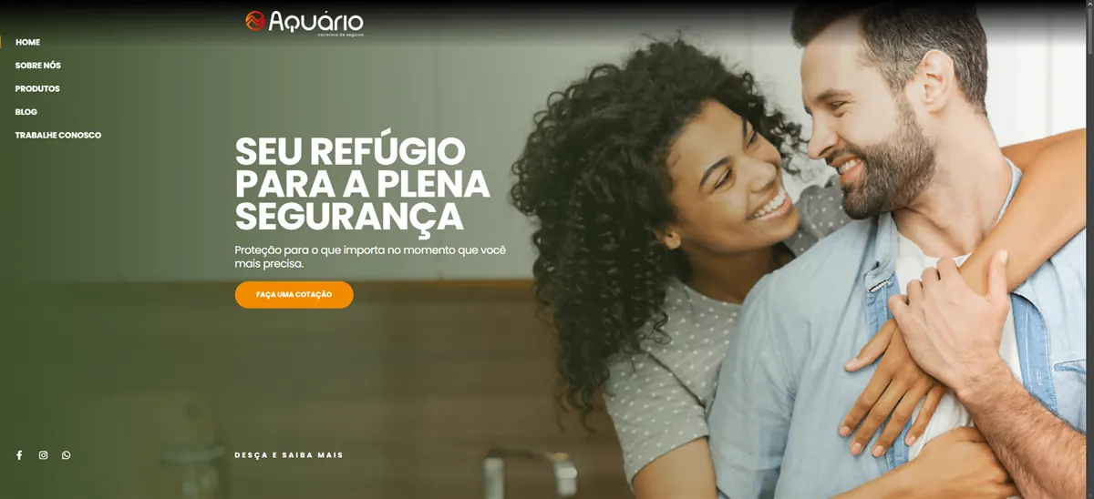 Aquário Seguros, pré-visualização do projeto