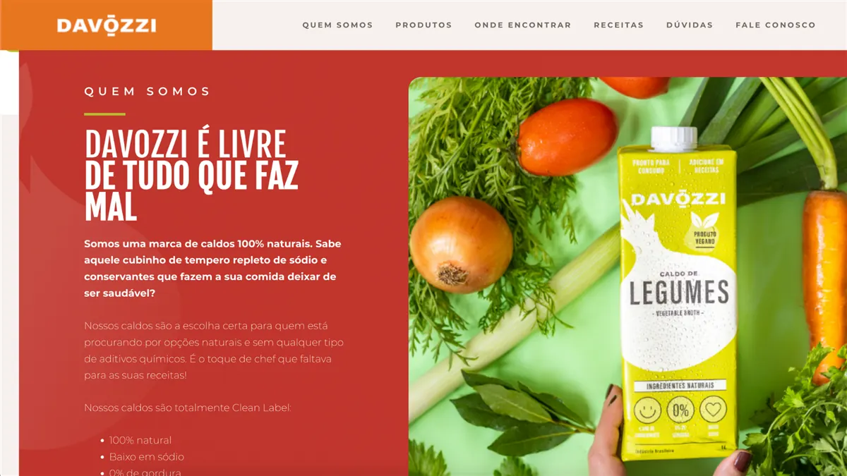 Caldos da Vozzi, pré-visualização do projeto