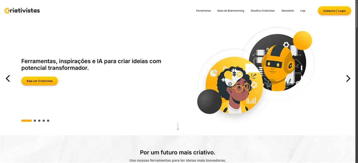 Criativistas, pré-visualização do projeto